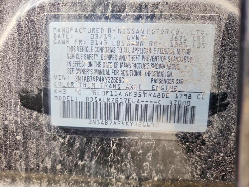 Продаж на аукціоні авто 2019 Nissan Sentra, vin: 3N1AB7AP4KY326690, номер лоту: 53549596