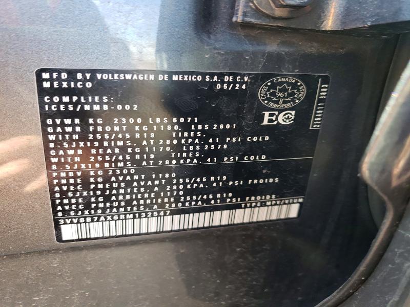 52527596 :رقم المزاد ، 3VV8B7AX6RM132547 vin ، 2024 Volkswagen Tiguan مزاد بيع
