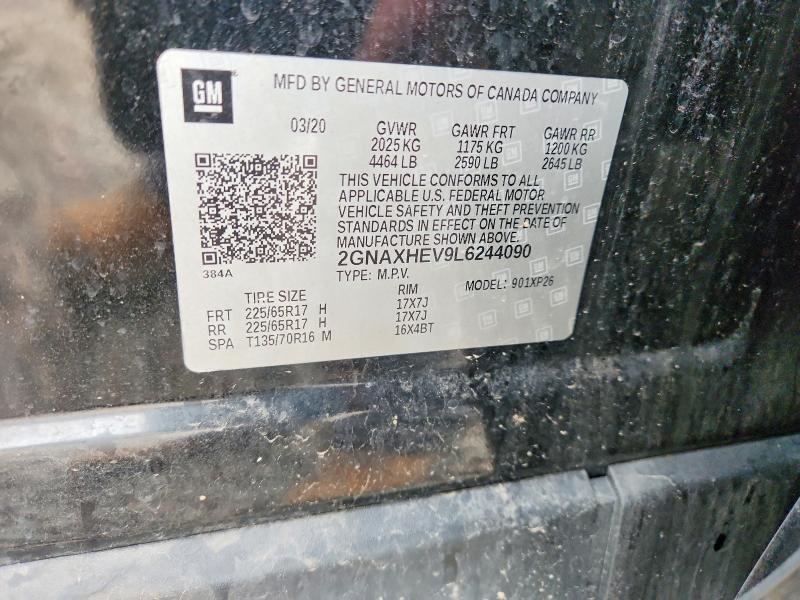 Продаж на аукціоні авто 2020 Chevrolet Equinox, vin: 2GNAXHEV9L6244090, номер лоту: 53341126