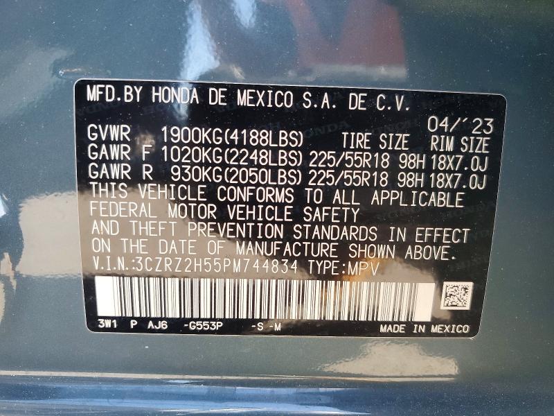 Продаж на аукціоні авто 2023 Honda Hr-v, vin: 3CZRZ2H55PM744834, номер лоту: 54852116