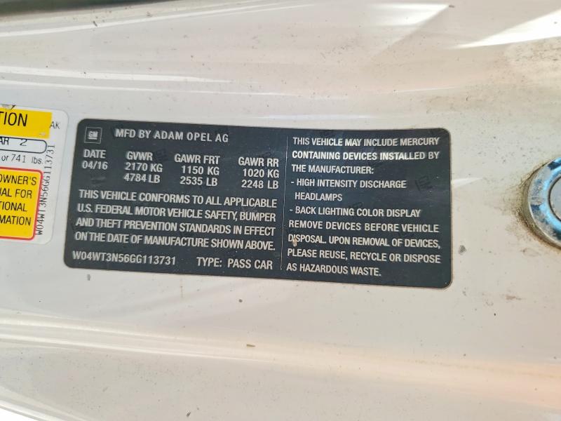 Продажа на аукционе авто 2016 Buick Cascada, vin: W04WT3N56GG113731, номер лота: 54759896