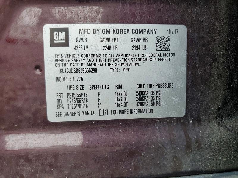 Aukcja sprzedaży 2018 Buick Encore, vin: KL4CJDSB6JB565398, numer aukcji: 54238686