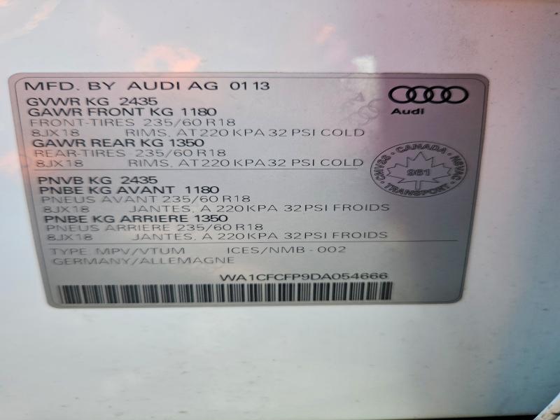 Продаж на аукціоні авто 2013 Audi Q5, vin: WA1CFCFP9DA054666, номер лоту: 52374936