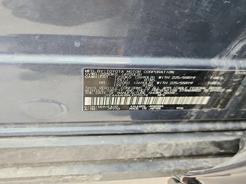 Aukcja sprzedaży 2021 Toyota Venza, vin: JTEAAAAH8MJ025574, numer aukcji: 55166306
