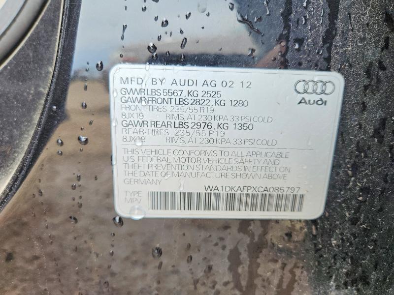 Продаж на аукціоні авто 2012 Audi Q5, vin: WA1DKAFPXCA085797, номер лоту: 52067156