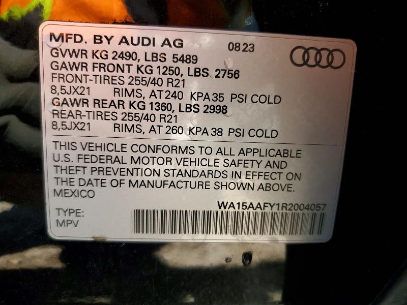 52193076 :رقم المزاد ، WA15AAFY1R2004057 vin ، 2024 Audi Q5 مزاد بيع