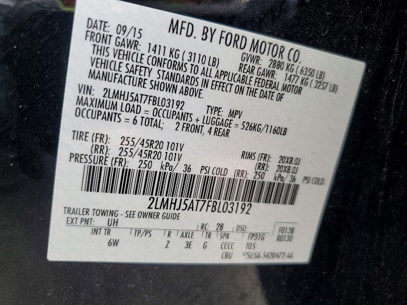 Продажа на аукционе авто 2015 Lincoln Mkt, vin: 2LMHJ5AT7FBL03192, номер лота: 52913586
