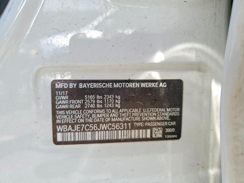 Продаж на аукціоні авто 2018 Bmw 540, vin: WBAJE7C56JWC56311, номер лоту: 55327426
