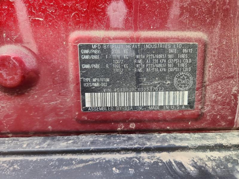 Aukcja sprzedaży 2013 Subaru Outback, vin: 4S4BRJPCXD2237072, numer aukcji: 54822066