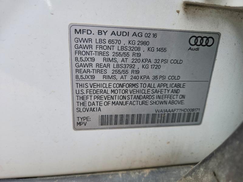 Продажа на аукционе авто 2017 Audi Q7, vin: WA1AAAF77HD008171, номер лота: 52317056