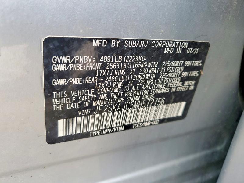 Продажа на аукционе авто 2021 Subaru Forester, vin: JF2SKAJC5MH572756, номер лота: 52119446