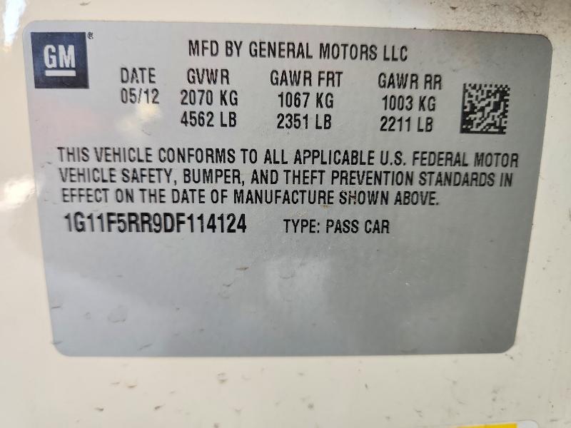 Aukcja sprzedaży 2013 Chevrolet Malibu, vin: 1G11F5RR9DF114124, numer aukcji: 53033736