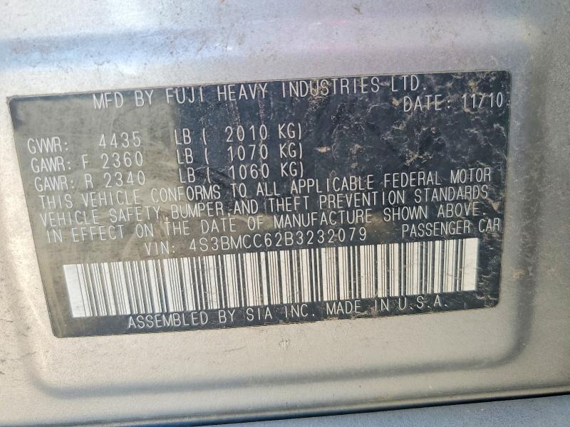 54532536 :رقم المزاد ، 4S3BMCC62B3232079 vin ، 2011 Subaru Legacy مزاد بيع
