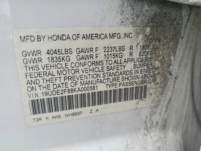 Aukcja sprzedaży 2019 Acura Ilx, vin: 19UDE2F88KA000581, numer aukcji: 53384956
