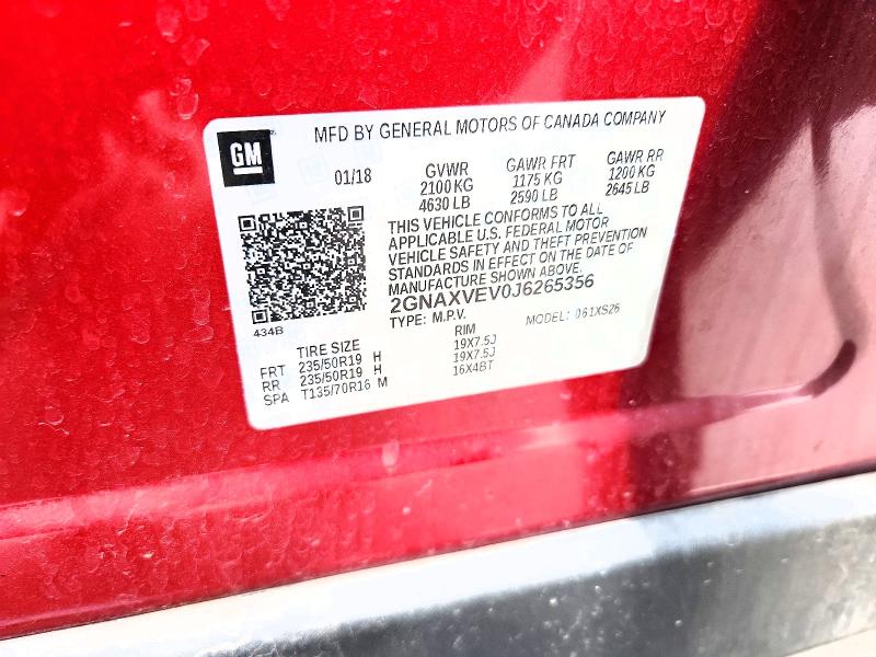 Aukcja sprzedaży 2018 Chevrolet Equinox, vin: 2GNAXVEV0J6265356, numer aukcji: 55193916