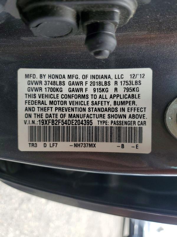 Продаж на аукціоні авто 2013 Honda Civic, vin: 19XFB2F54DE204395, номер лоту: 52581116