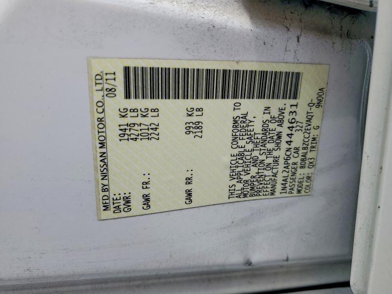 Продаж на аукціоні авто 2012 Nissan Altima, vin: 1N4AL2AP6CN444631, номер лоту: 51903126