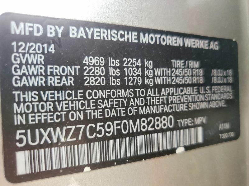 Продажа на аукционе авто 2015 Bmw X3, vin: 5UXWZ7C59F0M82880, номер лота: 55020046