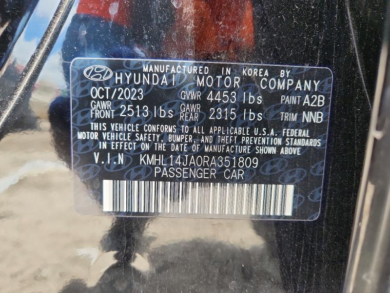 2024 Hyundai Sonata მანქანა იყიდება აუქციონზე, vin: KMHL14JA0RA351809, აუქციონის ნომერი: 52451306