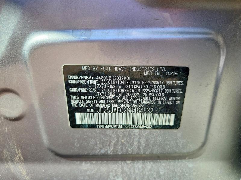 Aukcja sprzedaży 2016 Subaru Forester, vin: JF2SJAFC2GH464532, numer aukcji: 53048016