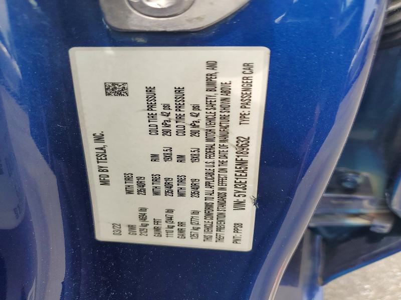 Продажа на аукционе авто 2022 Tesla Model 3, vin: 5YJ3E1EA5NF189632, номер лота: 54869456
