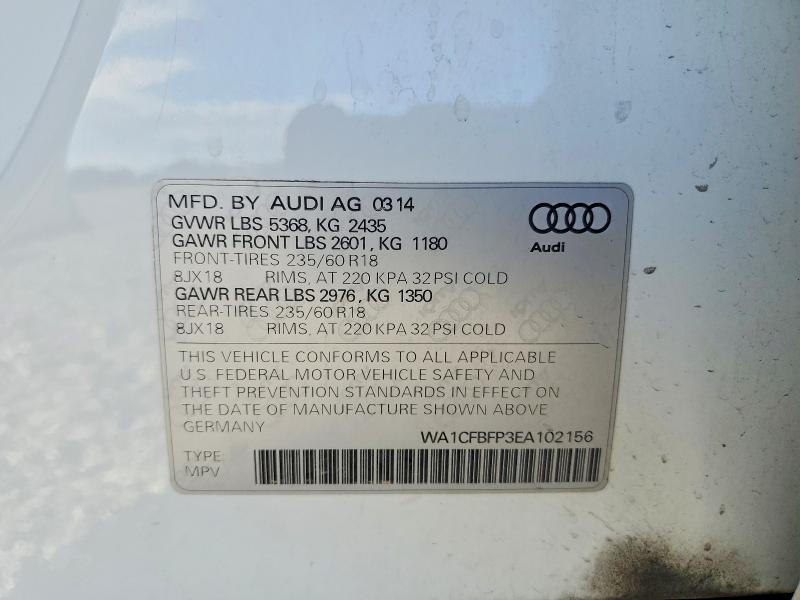 2014 Audi Q5 მანქანა იყიდება აუქციონზე, vin: WA1CFBFP3EA102156, აუქციონის ნომერი: 52224456