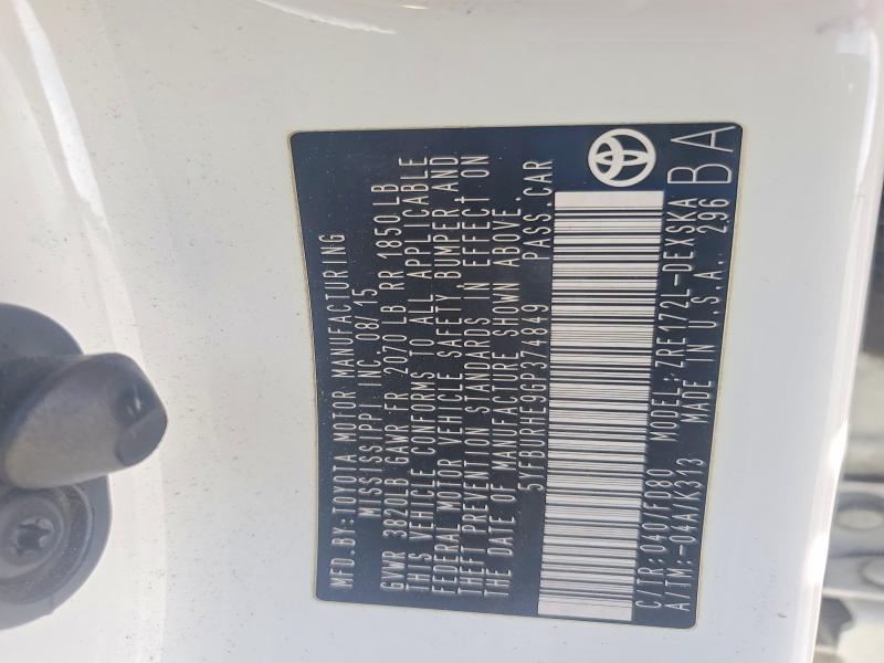 Aukcja sprzedaży 2016 Toyota Corolla, vin: 5YFBURHE9GP374849, numer aukcji: 54011886