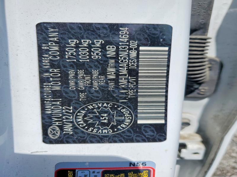 51494236 :رقم المزاد ، KMHLM4AG5NU314694 vin ، 2022 Hyundai Elantra مزاد بيع