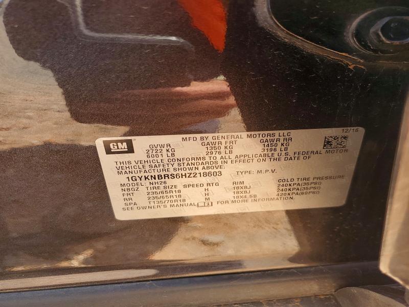 2017 Cadillac Xt5 მანქანა იყიდება აუქციონზე, vin: 1GYKNBRS6HZ218603, აუქციონის ნომერი: 52970566