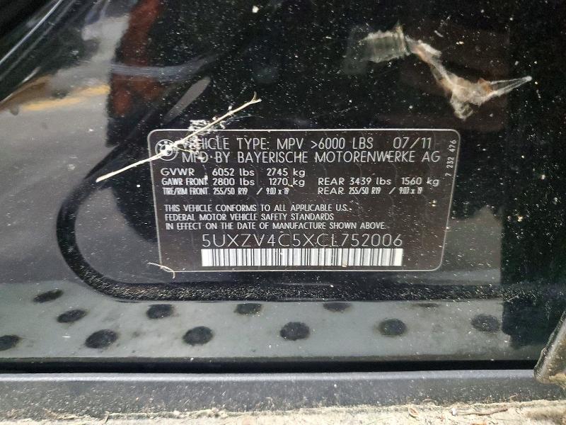 Продажа на аукционе авто 2012 Bmw X5, vin: 5UXZV4C5XCL752006, номер лота: 52995646