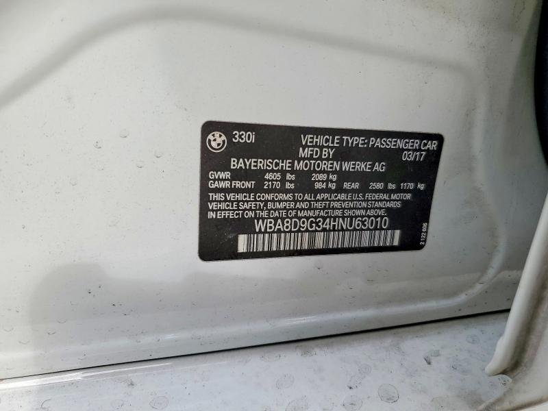 Aukcja sprzedaży 2017 Bmw 330, vin: WBA8D9G34HNU63010, numer aukcji: 52558076