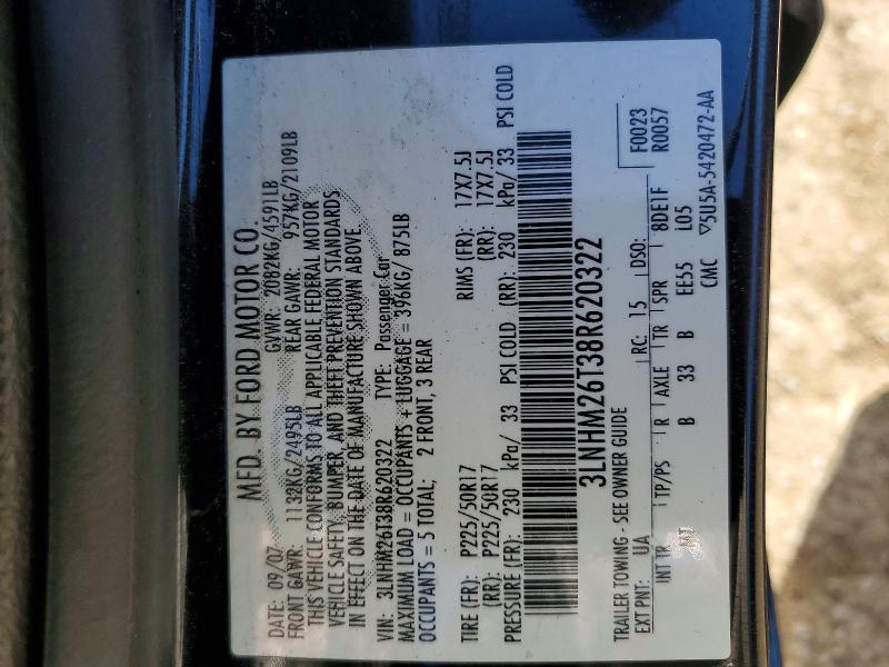 Aukcja sprzedaży 2008 Lincoln Mkz, vin: 3LNHM26T38R620322, numer aukcji: 53407886