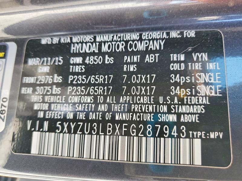 Aukcja sprzedaży 2015 Hyundai Santa Fe Sport, vin: 5XYZU3LBXFG287943, numer aukcji: 52463336