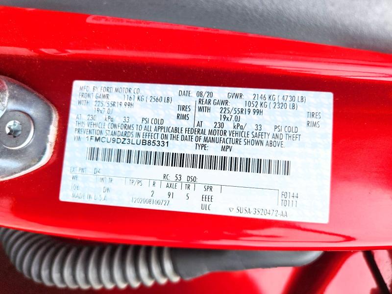 Продажа на аукционе авто 2020 Ford Escape, vin: 1FMCU9DZ3LUB85331, номер лота: 54696256