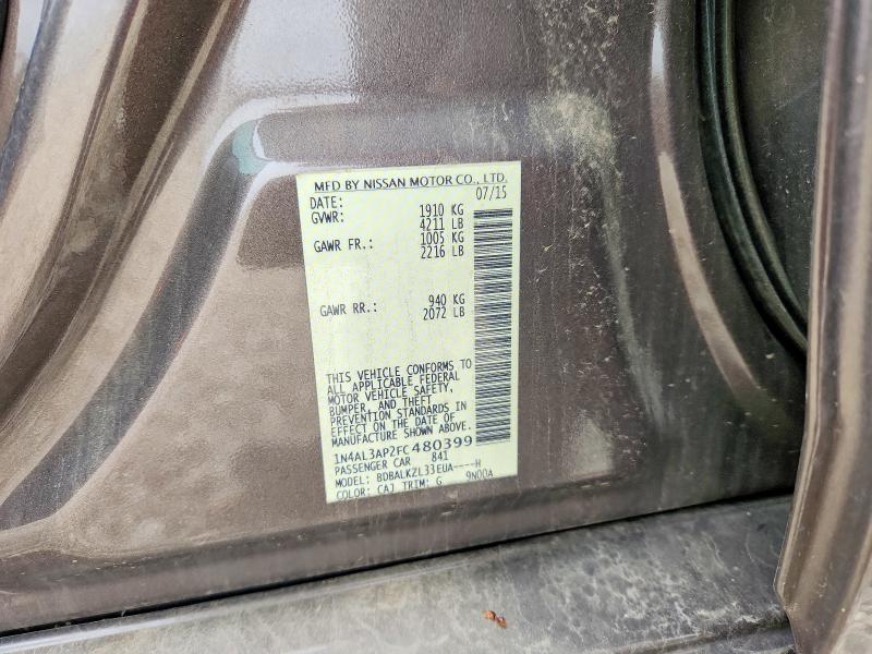 2015 Nissan Altima მანქანა იყიდება აუქციონზე, vin: 1N4AL3AP2FC480399, აუქციონის ნომერი: 52580266