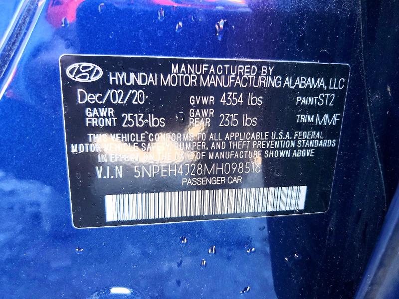 Aukcja sprzedaży 2021 Hyundai Sonata, vin: 5NPEH4J28MH098516, numer aukcji: 53106836