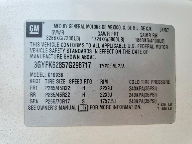 Aukcja sprzedaży 2007 Cadillac Escalade, vin: 3GYFK62857G298717, numer aukcji: 54664216