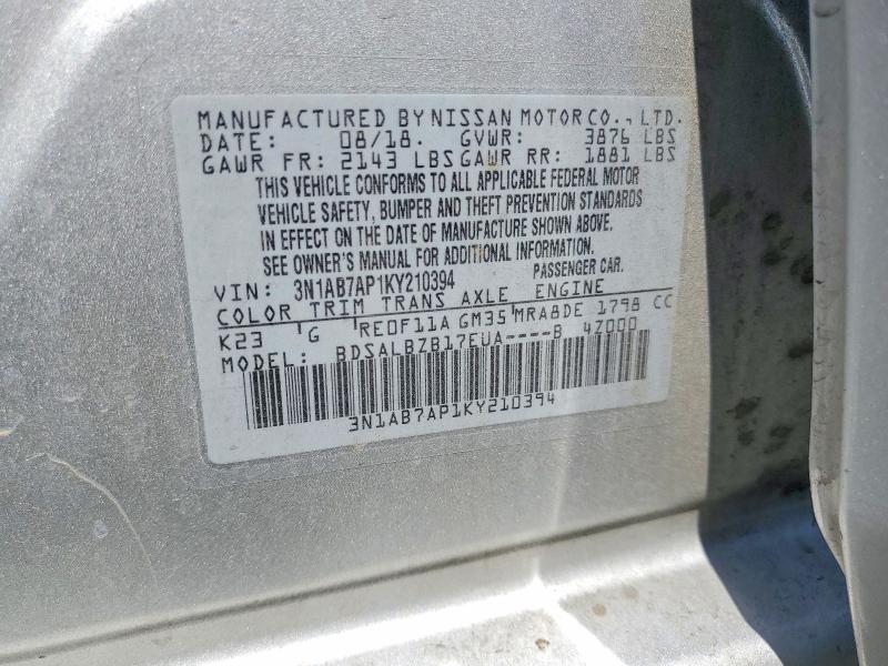 Продаж на аукціоні авто 2019 Nissan Sentra, vin: 3N1AB7AP1KY210394, номер лоту: 54199866