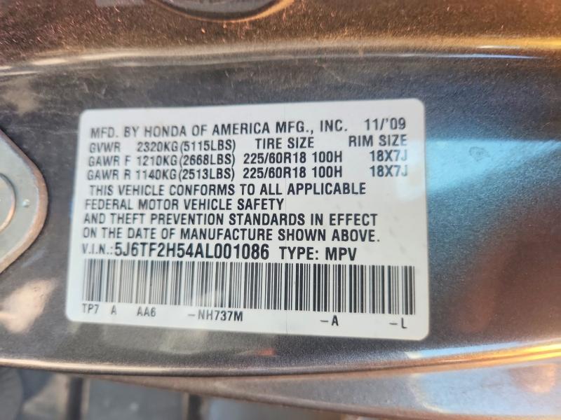 Aukcja sprzedaży 2010 Honda Accord Crosstour, vin: 5J6TF2H54AL001086, numer aukcji: 53294436