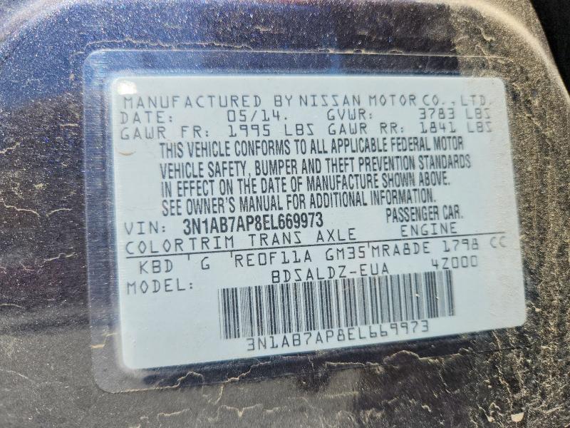 53480676 :رقم المزاد ، 3N1AB7AP8EL669973 vin ، 2014 Nissan Sentra مزاد بيع