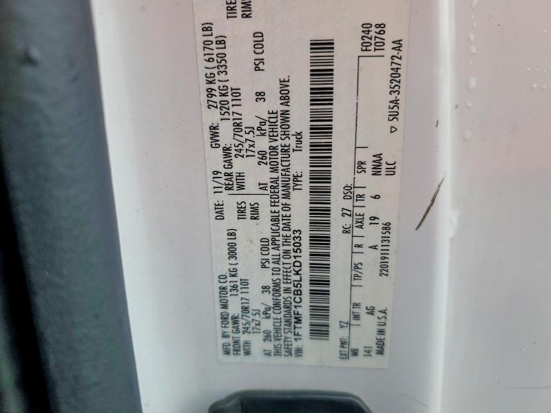 Auction sale of the 2020 Ford F150, vin: 1FTMF1CB5LKD15033, lot number: 54486896