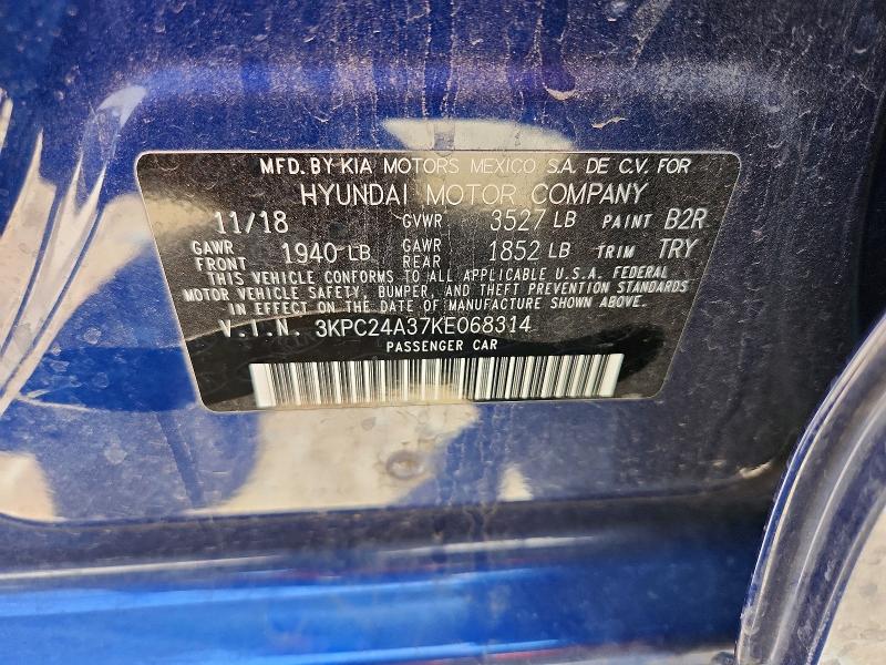 Продаж на аукціоні авто 2019 Hyundai Accent, vin: 3KPC24A37KE068314, номер лоту: 54003786