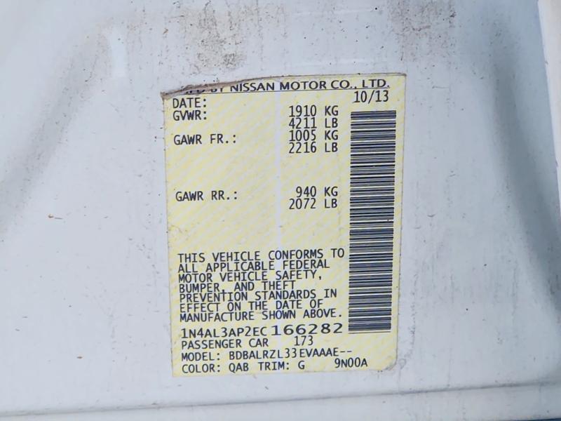 Продаж на аукціоні авто 2014 Nissan Altima, vin: 1N4AL3AP2EC166282, номер лоту: 52390606