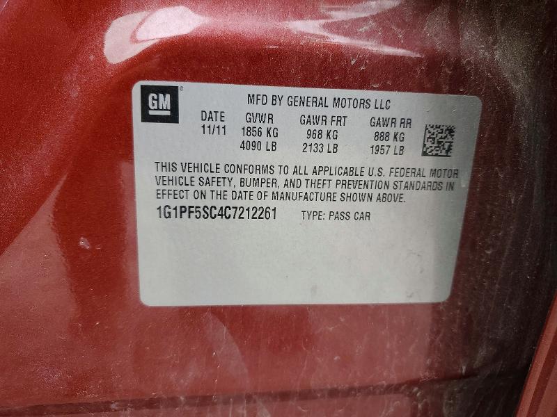 Продаж на аукціоні авто 2012 Chevrolet Cruze, vin: 1G1PF5SC4C7212261, номер лоту: 52226596