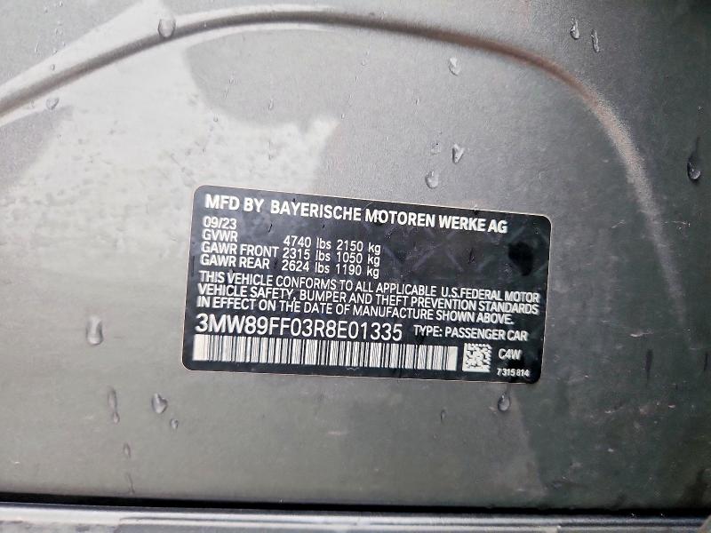 Продажа на аукционе авто 2024 Bmw 330xi, vin: 3MW89FF03R8E01335, номер лота: 52559926