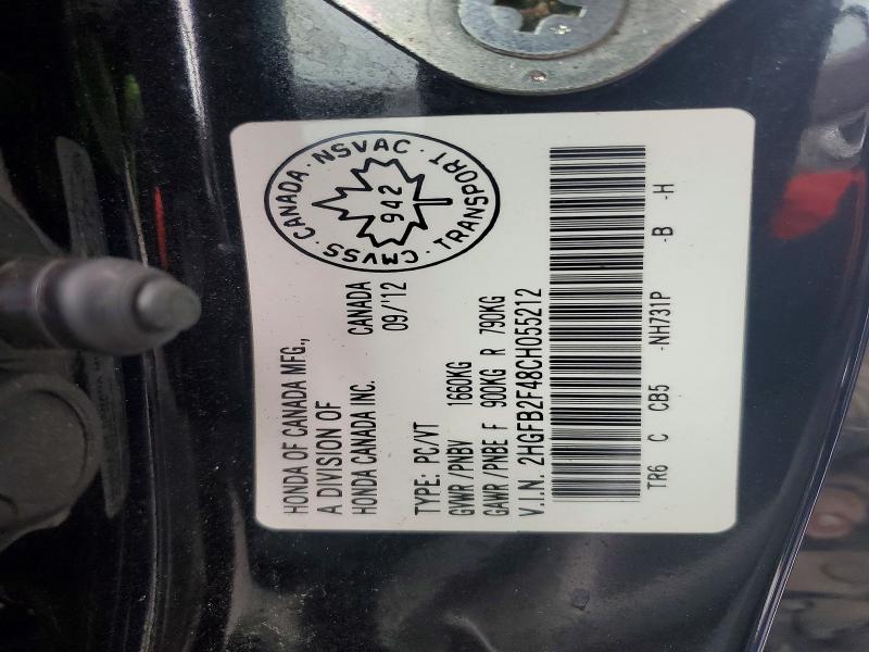 Продажа на аукционе авто 2012 Honda Civic, vin: 2HGFB2F48CH055212, номер лота: 51827316