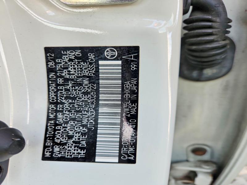 2012 Toyota Prius Plug-in Hybrid მანქანა იყიდება აუქციონზე, vin: JTDKN3DP4C3026722, აუქციონის ნომერი: 53940236