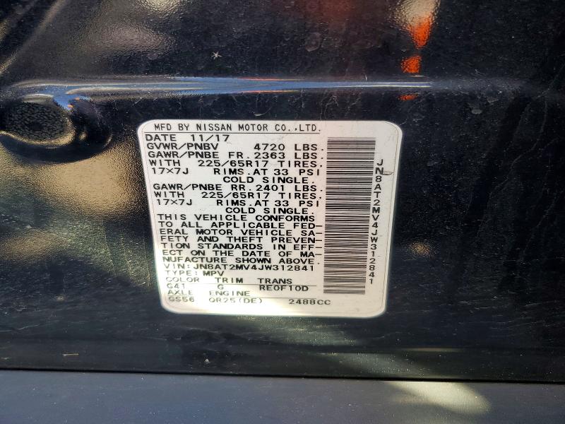 Aukcja sprzedaży 2018 Nissan Rogue, vin: JN8AT2MV4JW312841, numer aukcji: 53465536