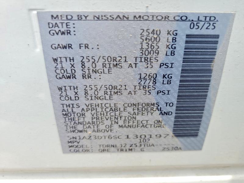 Aukcja sprzedaży 2025 Nissan Murano, vin: 5N1AZ3DT6SC130197, numer aukcji: 50738026