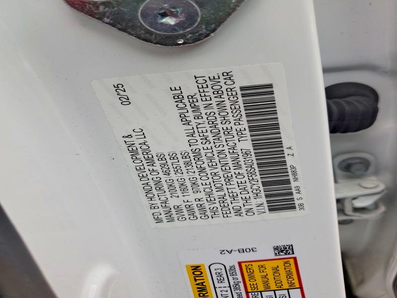 2025 Honda Accord მანქანა იყიდება აუქციონზე, vin: 1HGCY2F58SA031967, აუქციონის ნომერი: 52099796